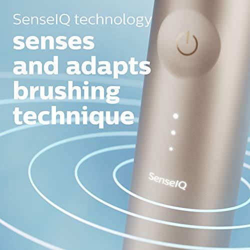 Philips Sonicare DiamondClean 9900 Prestige Electric Toothbrush - with SenseIQ Technology and Advanced AI App, 5 Brushing Modes, 3 Intensity Levels, Charging Travel Case, Champagne, HX9990/11