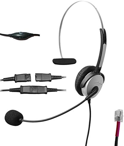 Voistek A2H10PKXT Mono Call Center Telephone Headset with Noise Canceling Microphone + Quick Disconnect+ Volume Mute Controls for Grandstream GXP14XX GXP2140 GXV3275 Yealink SIP-T19P T48G Snom 320 870 Panasonic KX-T Series Avaya Cisco Altigen Cortelco & Huawei Office IP Phones