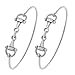 SENFAI Horse Snaffle Bit Hook Clasp Charm Bracelet Bangle Jewelry (Antique Plated Bracelet 2 pcs Set, Rhodium-Plated-Base-Metal)