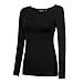 OThread & Co. Women's Long Sleeve T-Shirt Scoop Neck Basic Layer Stretchy Shirts (Large, Black)