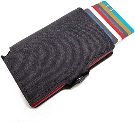 Water Hep Cash Box Metal Mini Men and Women Metal Credit Card Holder PU Leather Card Holder with RFID Card Case Automatic Money Cash Clip Mini Wallet Black red Box