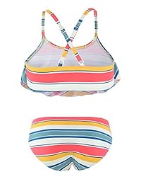 HowJoJo traje de baño de dos piezas con volantes florales para niñas