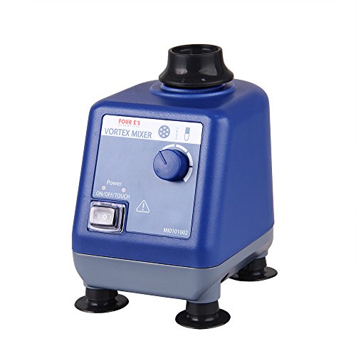 Four E's Scientific Laboratory Vortex Mixer Speed 0-3000rpm, Orbital Diameter 6mm, 50/60Hz, Touch and Continuous Modes, Mix 50ml containers Within 3 Seconds - Benchtop for Clinic Classroom Lab