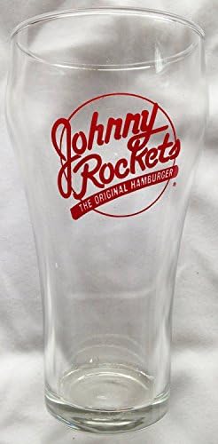 Johnny Rockets"The Original Hamburger" Red Litho Collector Series Large Drinking Glass (6.5" Tall)