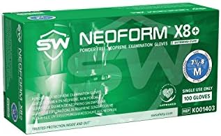 NeoForm® X8 Neoprene, Chemo Resistant, Powder-Free Exam Gloves, Non-Sterile, Non-Latex, Single Use | Convenient Dispenser Pack of 100 (Medium)