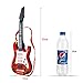 Guitar, WOLFBUSH Multi-function Kids Electric Guitar 4 Strings Musical Instruments Educational Toy Children Rock Band Music Used for Family Gatherings Performances Entertainment - Red Flame