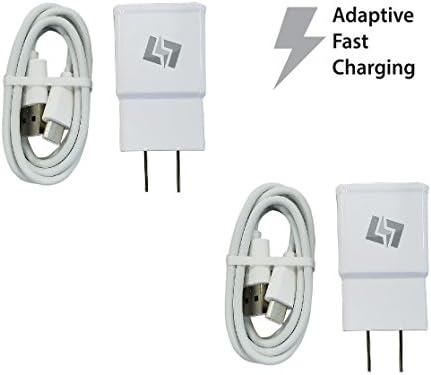 New Two Pack (2) of FAST Adaptive Rapid Wall Chargers+3 Foot Type C Cables for Samsung Galaxy S8 S8+ Note 8 Google Pixel XL 2 LG v20 G5 G6 Motorola Droid Z Turbo Z2 Play - Durable Dependable Strong