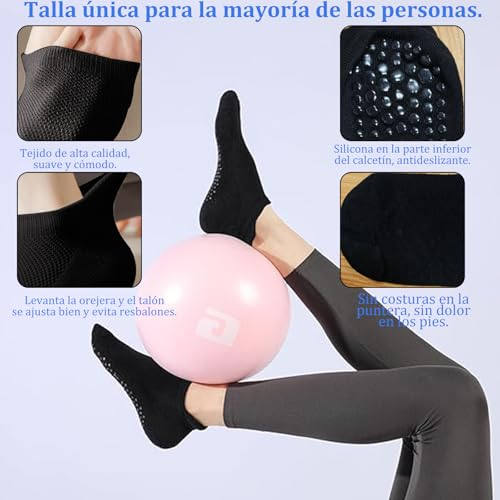 JDF3CISH 8 Pares Calcetines de Yoga, Calcetines Yoga Antideslizantes para Mujer