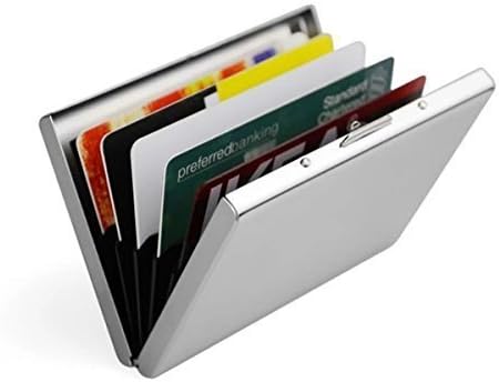 Brafuzom RFID Credit Card Holder Protector Wallet Blocks Identity Thieves &amp; Electronic Pickpockets - Sleek Stainless Steel Design (Stainless Steel)