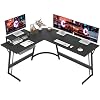 CubiCubi Modern L-Shaped Desk Computer Corner Desk, 59.1″ Home Office Writing Study Workstation with Small Table and Drawers, Space Saving, Easy to Assemble, Black