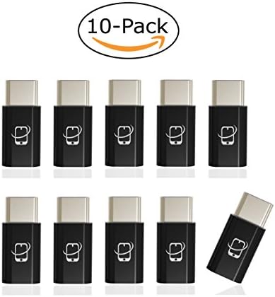CreatePros USB Type C to Micro USB Adapter Connector with 56K Resistor for Samsung Galaxy S8, Google Pixel, Nexus 6P, Nexus 5X, LG G5, OnePlus 2, HTC 10, Nextbit Robin and more - Black, 10-Pack