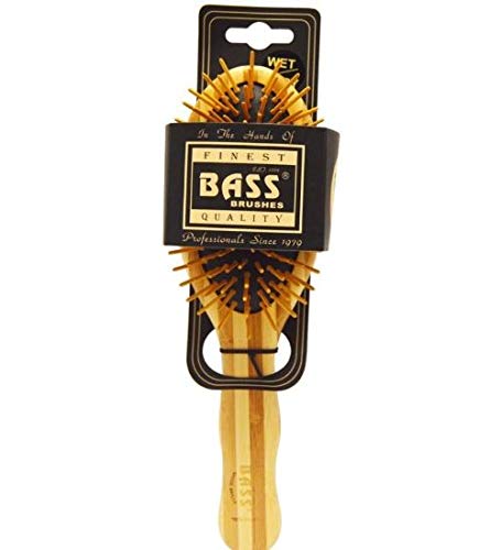 Bass Brushes - Bamboo Large Oval Cushioned Wooden Bristle Hair Brush (Natural)