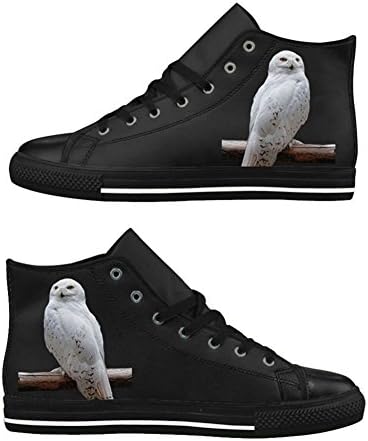 Custom Men's High Top Shoes Personalized Ninox scutulata Print Leather Sneaker Fashion Black US11