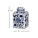 IMAX 89830 Tollmache Large Lidded Jar, Oriental Inspiration, Lidded Jar Mixed With Modern Technique, Floral Motif Pattern In Vibrant Blue And Crisp White, Handcrafted In Ceramic, Decorative Large Lidded Jar, 10