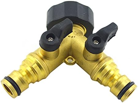 LoveQmall Hose Valve Flexible Hose Connector Garden Hose Splitter,2 Way Solid Brass Y Valve Garden Hose Connector with Comfort Grip