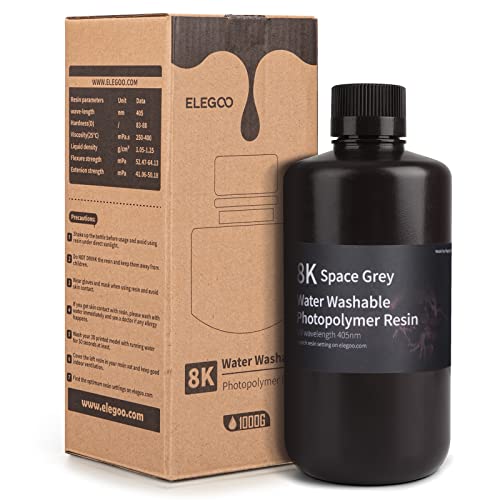 ELEGOO 8K Water Washable Photopolymer Resin 405nm LCD UVCuring Resin