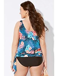 Trajes de baño para todas las damaes Plus Size Side Tie Blouson Tankini Top