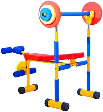 GU YONG TAO Toy Bench And Leg Press, Portable safe non-slip Children'S Play Workout Equipment, Beginner Exercise Weightlifting,Fits garden backyard toys