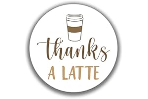 INVITATIONHOUSE 2" Round Thanks A Latte Appreciation Thank You Stickers (40 Labels) (Latte Brown)
