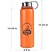Stainless Steel Water Bottle - 40 oz Wide Mouth - Double Walled Vacuum Insulated - BPA Free (Orange, 40 oz)