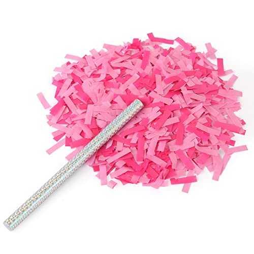 Battife 6Pack Pink Gender Reveal Confetti Sticks , Confetti Shoot Poppers, Tissue Paper Confetti