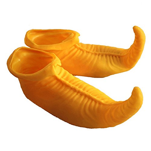 OULII Adult Elf Shoes Clown Shoes Jester Shoes Carnival Costume Shoes 25cm Yellow