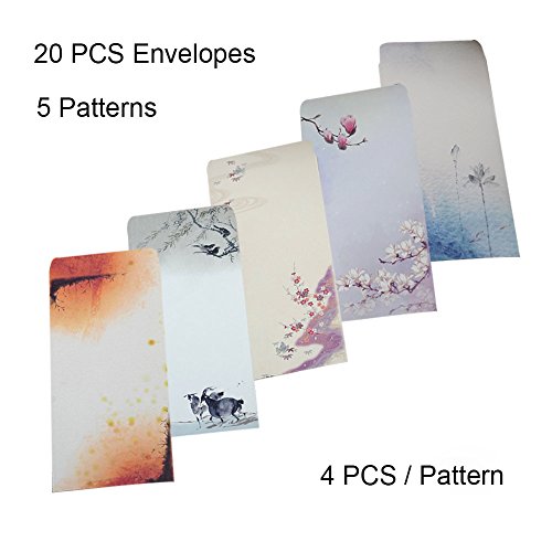 NUIBY 60 Pcs Stationery Paper and Envelopes Set (40 Stationery Paper + 20 Envelopes) Letter Set, Ink Painting Classic Vintage Antique Design