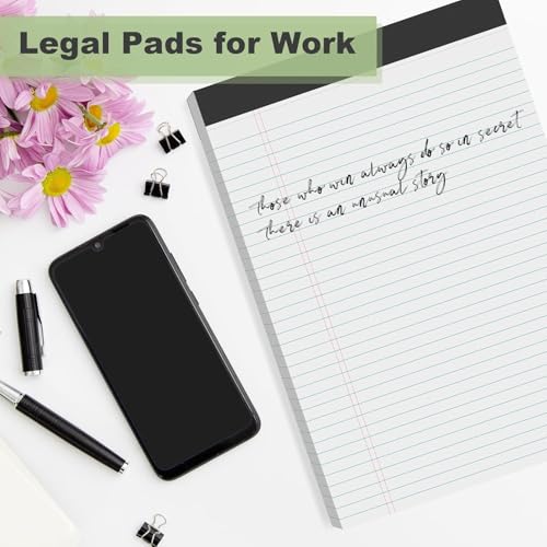 Roneky Note Pads A4 Legal Pad, 6 Pack White Notepads A4 Writing Pads, Double-Side Printed Lined Paper College Ruled White Legal Note Pad 30 Sheets Per Writing Paper Line Pads for School, Home, Office