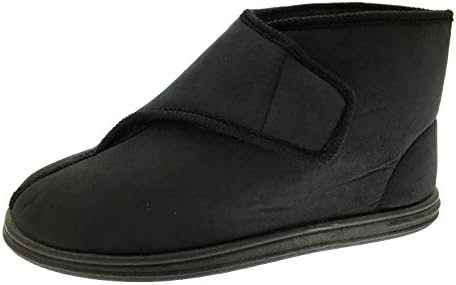 Mens Diabetic Orthopaedic Comfort Slippers Boots Indoor Shoes Velcro Fastening Fleece Lined Extra Wide Size UK 6-12