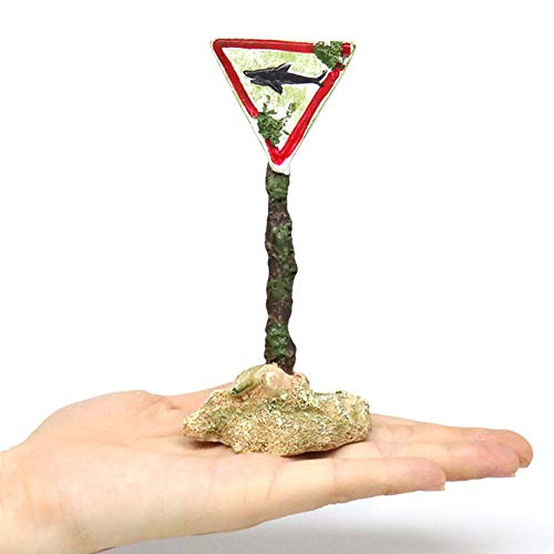KnockconK Shark Warning Board Aquarium Décor Ornaments, Deger Warning Sign Sunken Rock, Resin Fish Tank Decorations Remains