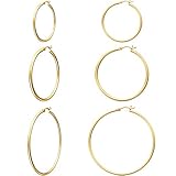 Gacimy Gold Hoop Earrings for Women, 14K Gold