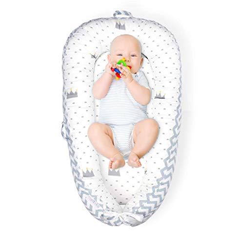 Baby Lounger & Nest – 100% Breathable Cotton, Portable Infant Bed For Tummy Time & Play (Pink)