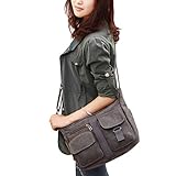 ENKNIGHT Women Shoulder Bags Casual Handbag Travel Canvas Bag Messenger Sling Bag Gray