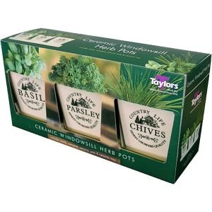 Taylor\u002639;s Ceramic Windowsill Herb Kit  Beige: Amazon.co.uk: Garden \u0026 Outdoors