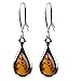 Amber Sterling Silver 925 Small Tiny Teardrop Earrings