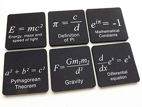 Math Formulas drink coasters set of 4 or 6 science home decor pi day logic arithmetic graduation