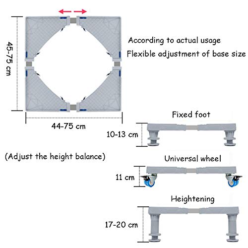 Trolley Washing Machine, Adjustable Appliance Base for Tumble Dryers Refrigerator,12(Fixed-Foot) 17-20cm
