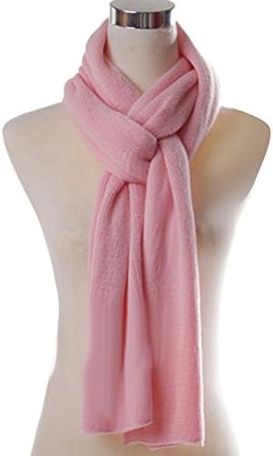 UZZO™Newest Autumn Winter Warm Super Long Thick Knit Wool Scarf Unisex Women Men Boys Grils Extra Long &amp; Wide Couples Style Neck Long Knit Scarf Cowl Hood Shawl(Pink)+1Free Key Ring
