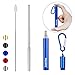 [Updated] Portable Collapsible Reusable Straws - Telescopic Stainless Steel Metal Travel Straw Drinking with Case, Cleaning Brush and Keychain, by Huameilong, Blue