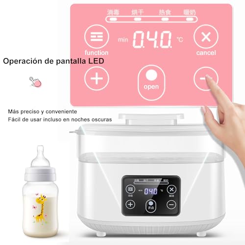 3 in 1 Esterilizador de Vapor de Biberones, │Esterilización, Secado y Comida Caliente│ Calentador de Biberones, Esterilizador con Funciones de Descongelar, Esterilizar, Secar y Calentar Biberones