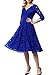 Aonour 0056 Women's Vintage Floral Lace Bridesmaid Dress 3/4 Sleeve Wedding Party Midi Dress RoyalBlue XS
