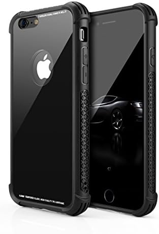 Phone Case Compatible iPhone 6,iPhone 6S, Tempered Glass Back Cover and Soft Silicone Rubber Bumper Frame Shock Absorption Anti-Scratch Support Wireless Charging Compatible iPhone 6/6S, xd3