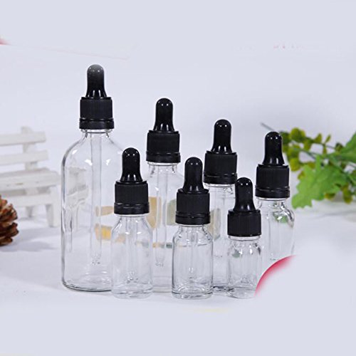 Aland Essential Oil Bottle,Empty Amber Bottle Glass Essential Oil Liquid Aromatherapy+Dropper Cap Tool Clear 20ml