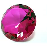 Zoogamo 4&rdquo; / 100 mm Hot Pink Diamond Shaped Glass Crystal Paperweight &ndash;Home Office Decor &amp; Valentine's Day Gift Wedding Favors Centerpieces Decoration with Gift Box