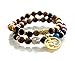 Gems of Peace - Tiger Eye Beaded Om Buddha Protection Bead Bracelet w/Flax Pouch & Lucky Red String Beaded Bracelets For Women Or Men Perfect Tigers Eye Prayer Beads