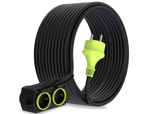 MutecPower 20m Verlängerungskabel mit 4 schuko steckdosen für den aussenbereich IP44 H05RR-F3G 1,5mm² verlängerung mit 4 schutzkontakt buchsen 4-Fach