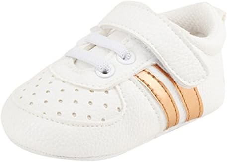 Newborn Baby Boy Shoes Soft Sole Cotton Infant Toddlers First Walkers White And Gold 0-6 Months