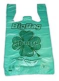 Green Plastic T-shirt Shopping Bags (11x6x21-13mic) - 200 Bags 100% Biodegradable & Recyclable
