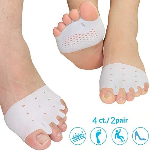4 Pcs Metatarsal Pads Toe Separators Ball of Foot Cushions- Soft Gel Ball of Foot Pads - Mortons Neuroma Callus Metatarsal Foot Pain Relief Bunion Forefoot Cushioning Relief Women Men