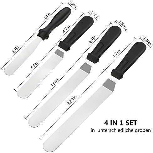 WisFox Spatules coudées à pâtisserie - Spatule à Glaçage en Acier Inoxydable Gâteau Pâtisserie Palette Pelle Cuisine Lisse, Lot de 4, Noir - Cuisine A Vivre WisFox Spatules coudées à pâtisserie - Spatule à Glaçage en Acier Inoxydable Gâteau Pâtisserie Palette Pelle Cuisine Lisse, Lot de 4, Noir